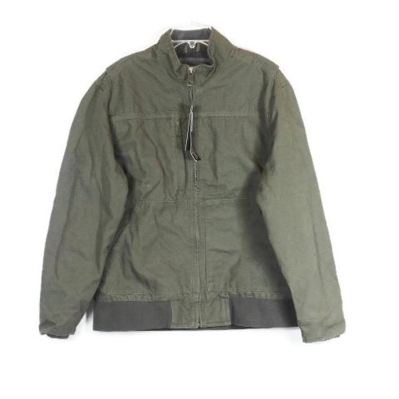 Dri-Duck Power Move Green Men's Bomber Lined Jacket Front Zip Closure Large 015